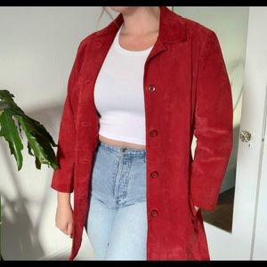 Vintage Cherokee Red Suede Leather Coat